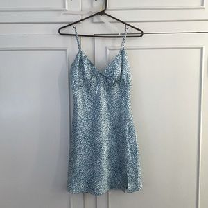 Ditsy blue silk dress